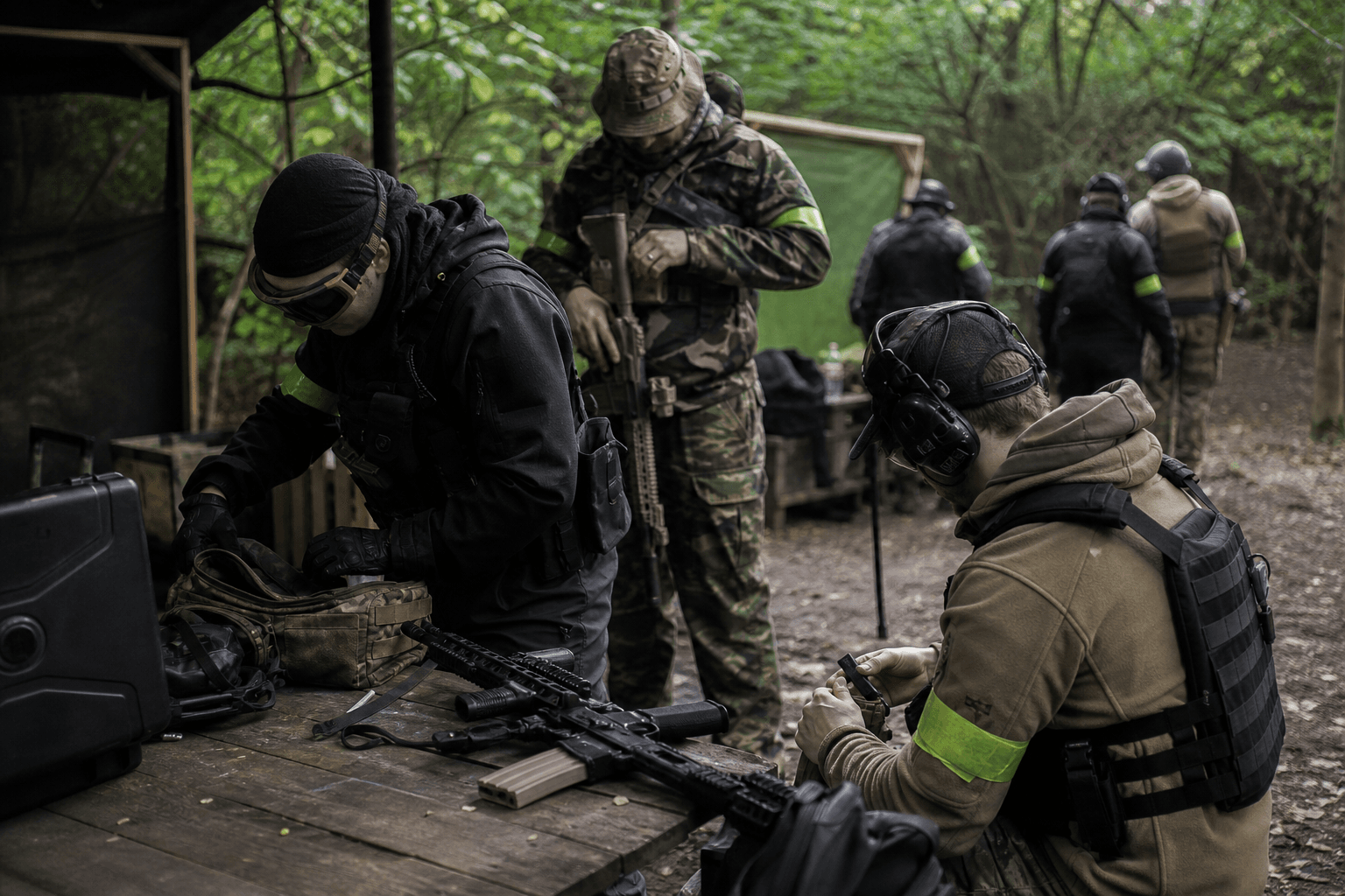 Impact-rated eye protection prepared for an airsoft game day