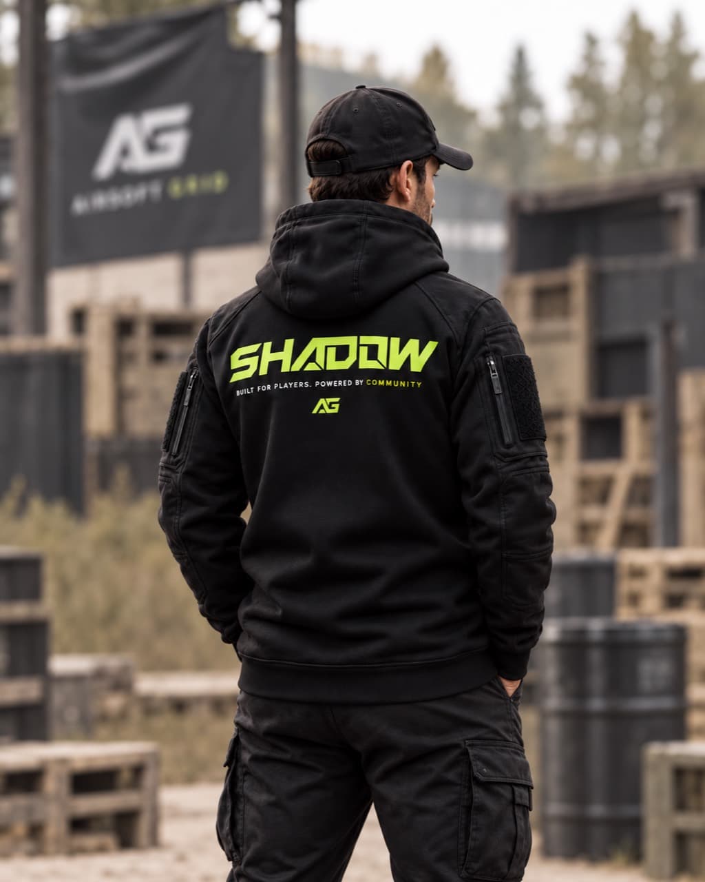 Airsoft Grid Tactical Hoodie back view