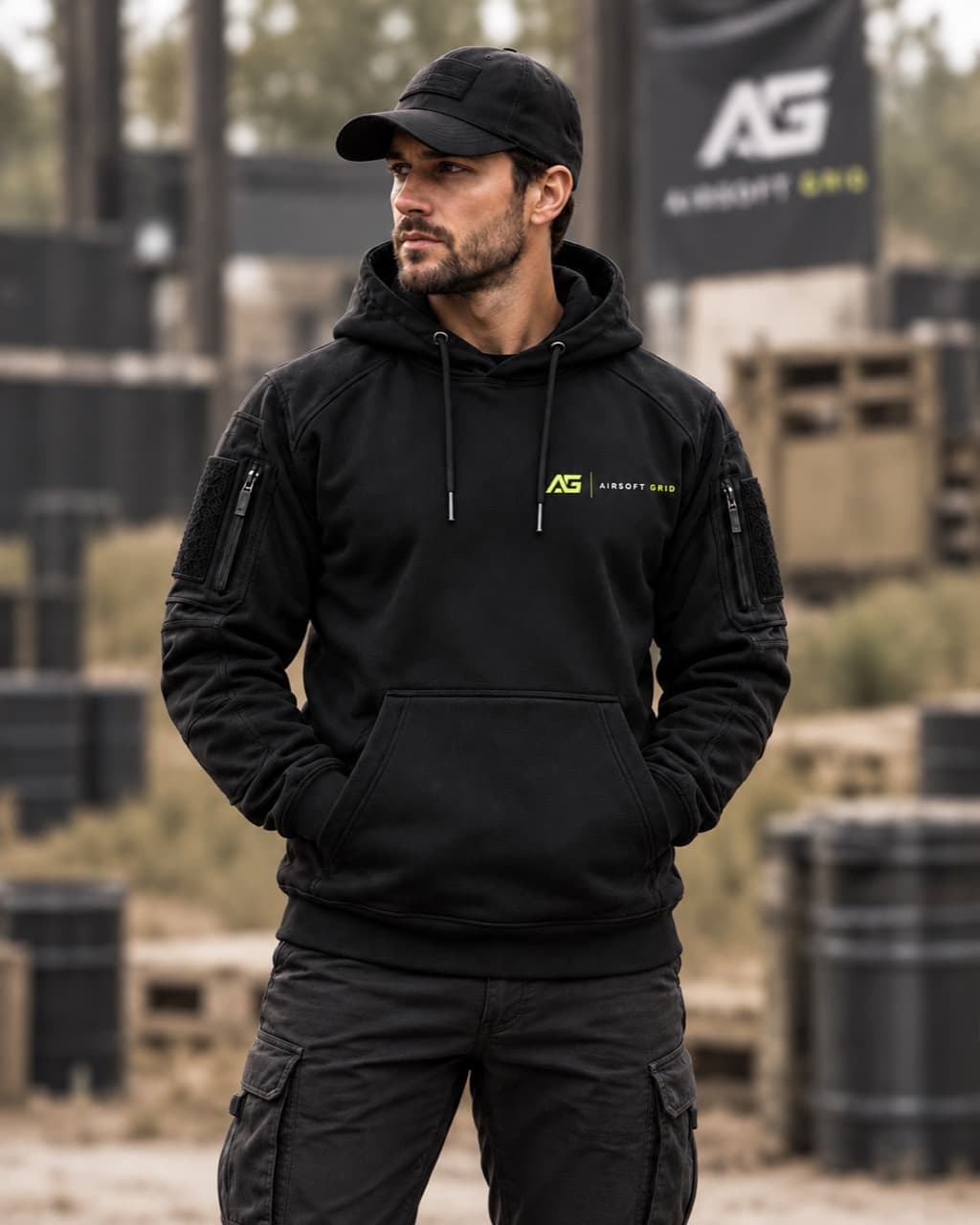 Airsoft Grid Tactical Hoodie back view