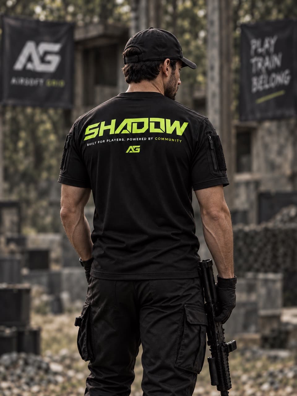 Airsoft Grid Tactical T-shirt back view