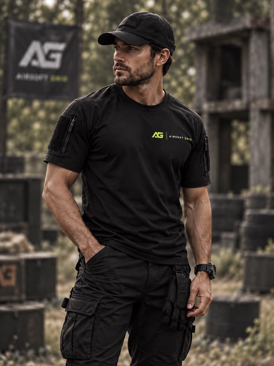 Airsoft Grid Tactical T-shirt back view